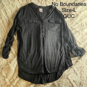No Boundaries Black Casual Button-Up